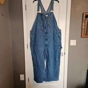 Hisea Denim Bib Overalls 50W/30L Utility Workwear Unisex Men Women Dungarees